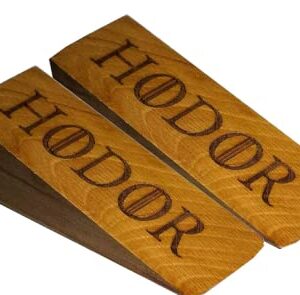 Natural Door Stop Hodor Stopper Elms Wood Ulmaceae Strong Hold Anti- Slip Rubber Wedge GOT Compatible with Every Surface 2 Pack Gift Engraved Merchandise Gag