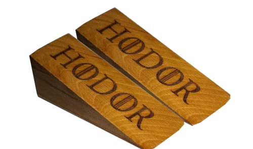 Natural Door Stop Hodor Stopper Elms Wood Ulmaceae Strong Hold Anti- Slip Rubber Wedge GOT Compatible with Every Surface 2 Pack Gift Engraved Merchandise Gag