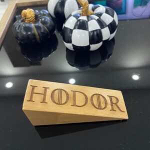 Natural Door Stop Hodor Stopper Elms Wood Ulmaceae Strong Hold Anti- Slip Rubber Wedge GOT Compatible with Every Surface 2 Pack Gift Engraved Merchandise Gag