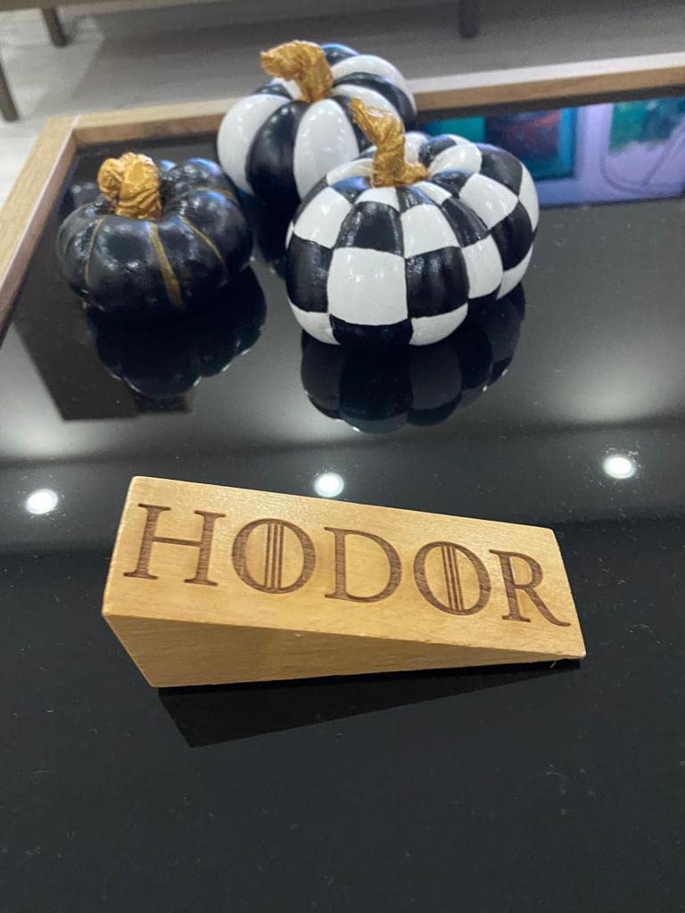 Natural Door Stop Hodor Stopper Elms Wood Ulmaceae Strong Hold Anti- Slip Rubber Wedge GOT Compatible with Every Surface 2 Pack Gift Engraved Merchandise Gag