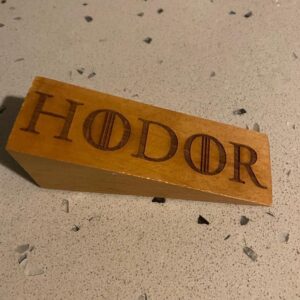 Natural Door Stop Hodor Stopper Elms Wood Ulmaceae Strong Hold Anti- Slip Rubber Wedge GOT Compatible with Every Surface 2 Pack Gift Engraved Merchandise Gag