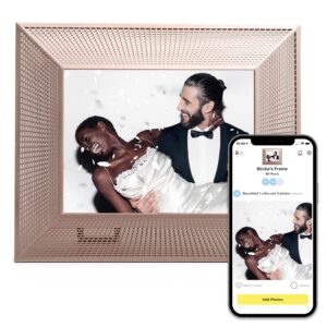 aura smith wifi digital picture frame | the best digital frame for gifting | send photos from your phone | 2k display | quick, easy setup in aura app | free unlimited storage | (platinum rose)