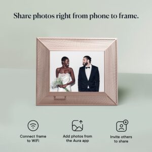 Aura Smith WiFi Digital Picture Frame | The Best Digital Frame for Gifting | Send Photos from Your Phone | 2K Display | Quick, Easy Setup in Aura App | Free Unlimited Storage | (Platinum Rose)
