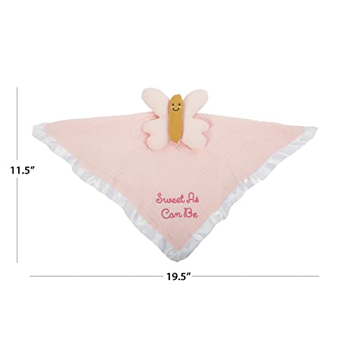 C.R. Gibson BLOV-24248 Pink Butterfly 100% Cotton Muslin Baby Lovey for Girls, 5" W x 14" L, Pink