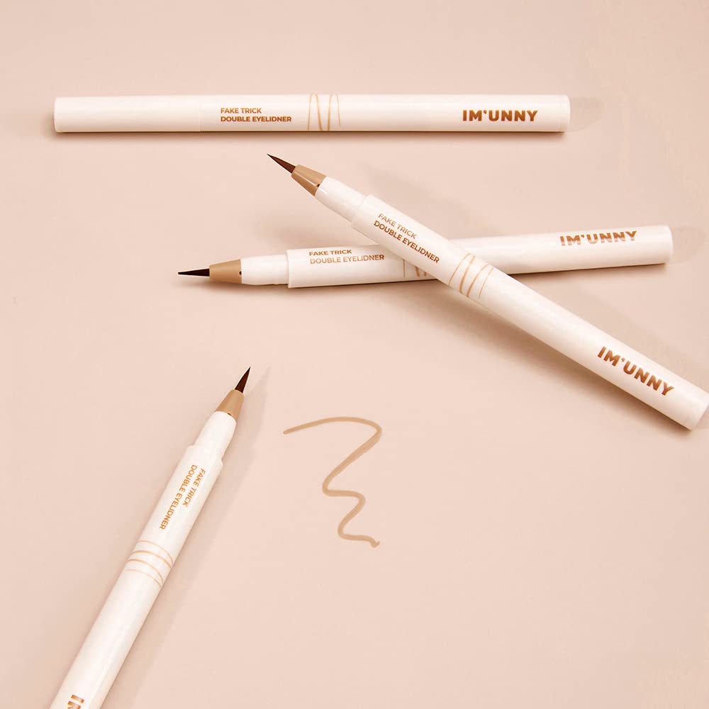 IM UNNY Fake Trick Double Eyelidner 01 Pale Brown | Korean Eye Bag Makeup, Aegyo Sal Liquid Liner for Cute, Youthful Eyes, Long Lasting Waterproof Hypoallergenic Formula | Korean Makeup