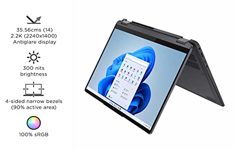 Lenovo Flex 5 Ultra-Thin Laptop, 14" 16:10 2K QHD (2240 x 1400) 2-in-1 Touch Display, 8-Core Ryzen 7-5700U (>i7-10710U), Wi-Fi 6, Webcam, Fingerprint, Type-C, 16GB RAM, 1TB PCIe SSD, w/HDMI Cable