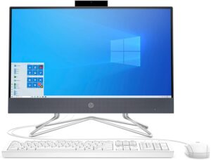 hp 22-inch full hd wled all-in-one pc, intel celeron g5900t dual-core processor, 16gb ddr4 ram, 1tb pcie nvme m.2 ssd, webcam, dvd-rw, mouse & keyboard combo, windows 10 home, blue