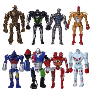 mc ttl 8 pcs real steel cake topper, pvc real steel toys mini figures toy, dessert table decorations for home office collectible decoration ornaments kids gift.