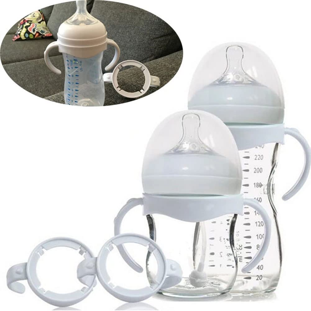 Newmemo Baby Bottle Handles, Bottle Grip Handle Baby Bottle Holder Compatible for Avent Natural Wide Mouth PP Glass Baby Feeding Bottles Baby Bottle Accessories, 2 Count