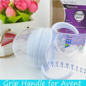 Newmemo Baby Bottle Handles, Bottle Grip Handle Baby Bottle Holder Compatible for Avent Natural Wide Mouth PP Glass Baby Feeding Bottles Baby Bottle Accessories, 2 Count