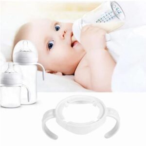 Newmemo Baby Bottle Handles, Bottle Grip Handle Baby Bottle Holder Compatible for Avent Natural Wide Mouth PP Glass Baby Feeding Bottles Baby Bottle Accessories, 2 Count