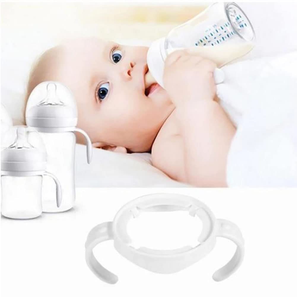 Newmemo Baby Bottle Handles, Bottle Grip Handle Baby Bottle Holder Compatible for Avent Natural Wide Mouth PP Glass Baby Feeding Bottles Baby Bottle Accessories, 2 Count