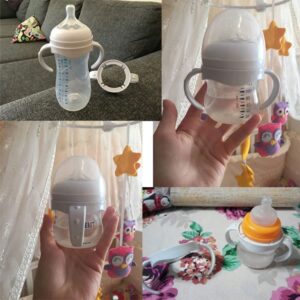 Newmemo Baby Bottle Handles, Bottle Grip Handle Baby Bottle Holder Compatible for Avent Natural Wide Mouth PP Glass Baby Feeding Bottles Baby Bottle Accessories, 2 Count