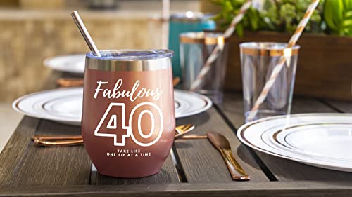 40th Birthday Gifts For Women - 1983 Wine Tumbler & Shot Glass Bday Present Ideas Cheers To 40 Year Old Her, Mom, Grandma, Wife, Sister, Anniversary, Retirement, From Husband Son Daughter Decorations