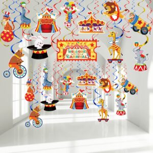 30 pcs carnival hanging swirl decorations colorful circus animal party supplies carnival baby shower decor double sided ceiling circus streamers for kids circus birthday baby shower party favors