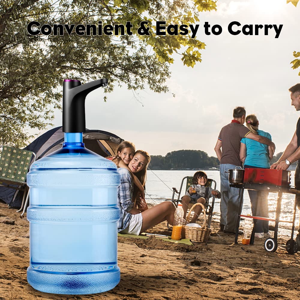 Enutogo Water Bottle Pump 5 Gallon Water Dispenser, Water Pump for 5 Gallon Jug USB Charging, Automatic Drinking Water Dispenser Pump, Portable Electric Water Dispenser for 2-5 Gallon Bottle, Black