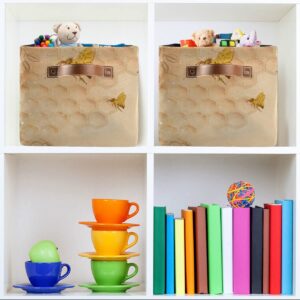 Retro Honey Bees and Sunflowers Rectangle Storage Basket Collapsible Storage Bin for Nursery Toys Books Waterproof Baskets for Closet Shelves Bedroom Decor