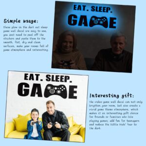 Eat Sleep Game Wall Decal Glow at Night Gamer Boy Wall Stickers Video Game Wall Decor Gaming Controller Wall Decals for Boys Room Kids Bedroom Home Playroom Decor (Lovely Style,23.6 x 10 Inch)