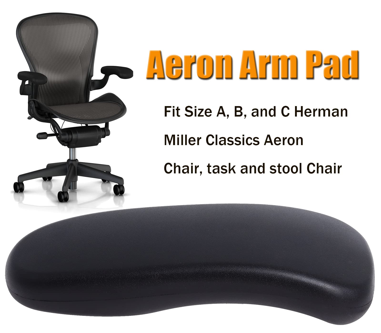 Office Chair Arm Pads Replacement for Herman Miller Classic Aeron Chair Graphite, 2Pack 100% Polyurethane Finish, Black