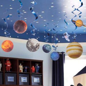 10pcs solar system hanging swirl decorations space party decorations hanging solar system planet party supplies