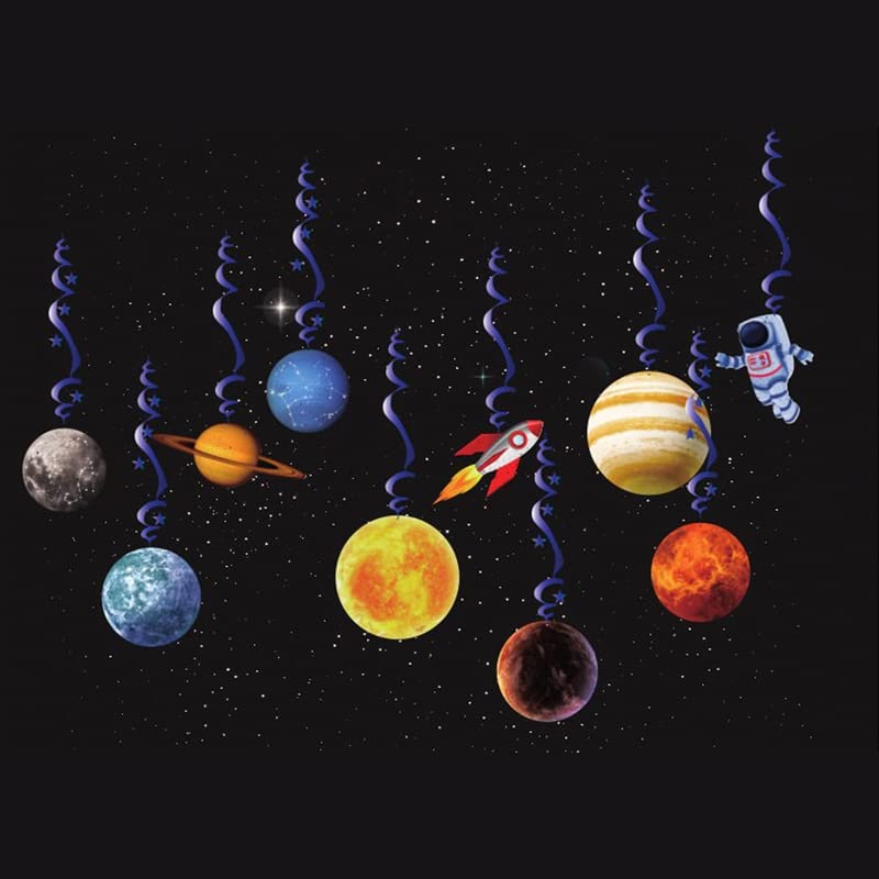 10PCS Solar System Hanging Swirl Decorations Space Party Decorations Hanging Solar System Planet Party Supplies