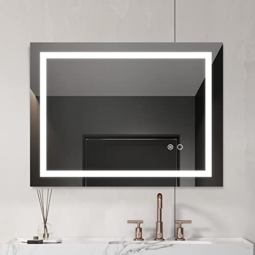 Keseno 32x24” LED Lighted Bathroom Wall Mounted Mirror with High Lumen Anti-Fog Separately Control Dimmer Function