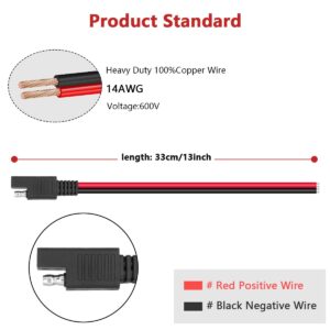 6 PCS 14 AWG 13 inch SAE Connector Extension Cable (6PCS)