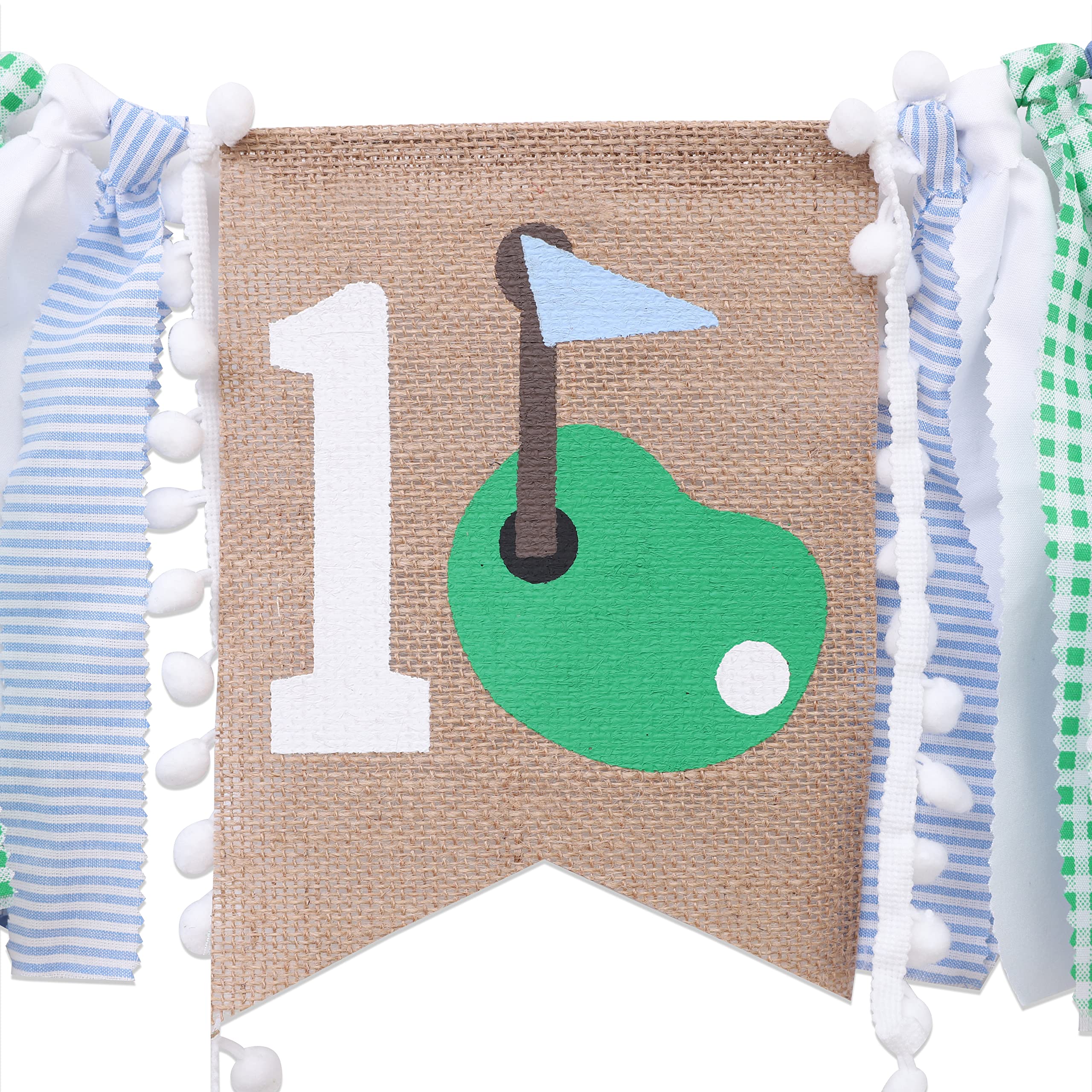 1st Birthday Highchair Banner,Golf Theme 1st Birthday Banner, One Banner 1st Birthday Boy, Highchair Banner 1st Birthday Boy, Happy Birthday Banner, Green Blue First Birthday Golf Theme Party Toppers