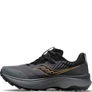 saucony women's endorphin edge trail running shoe, black/goldstruck, 11.5
