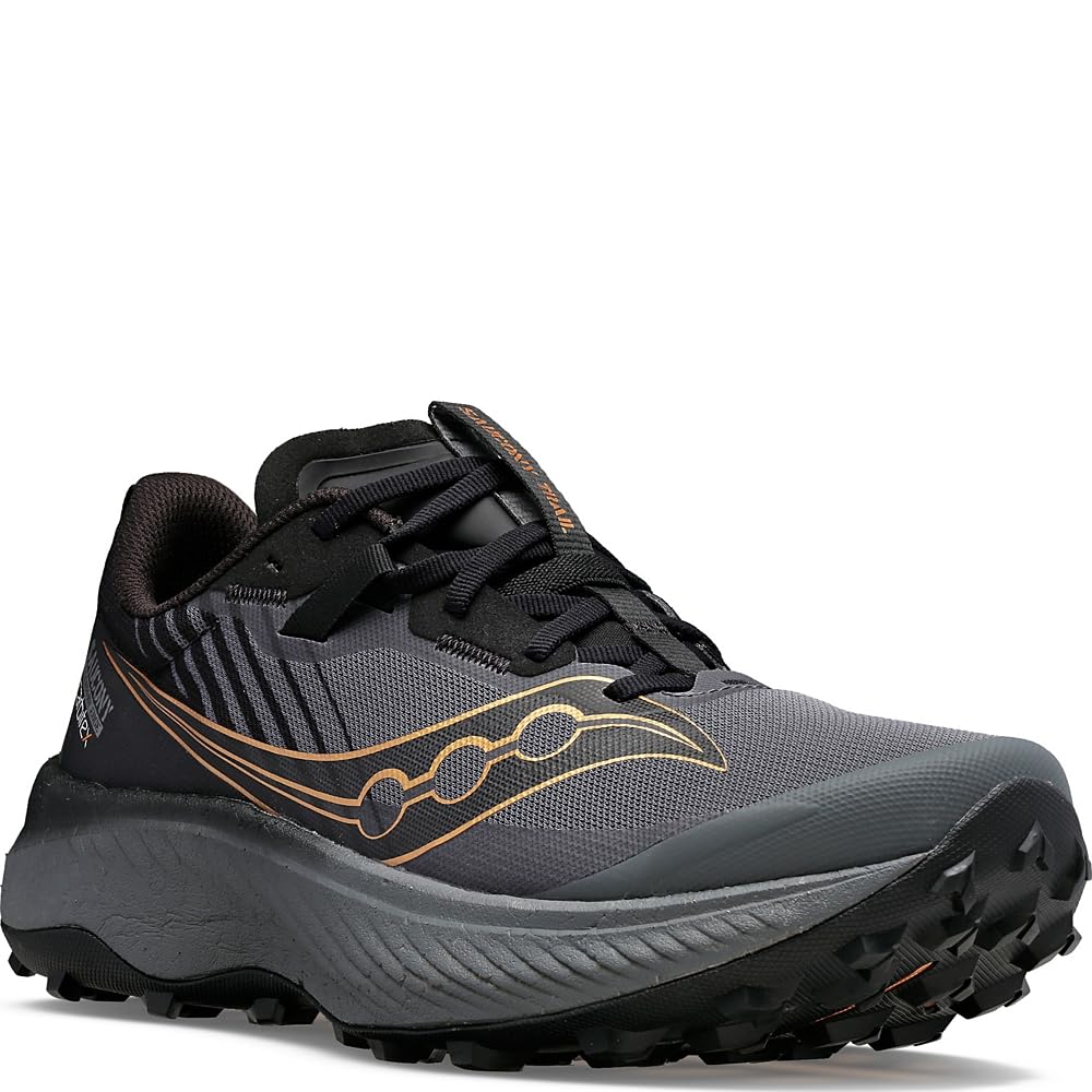 Saucony Women's Endorphin Edge Trail Running Shoe, Black/GOLDSTRUCK, 11.5