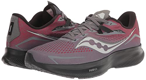 Saucony Men's Ride 15 Running Shoe, Charcoal/RED, 12.5