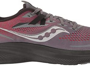 Saucony Men's Ride 15 Running Shoe, Charcoal/RED, 12.5