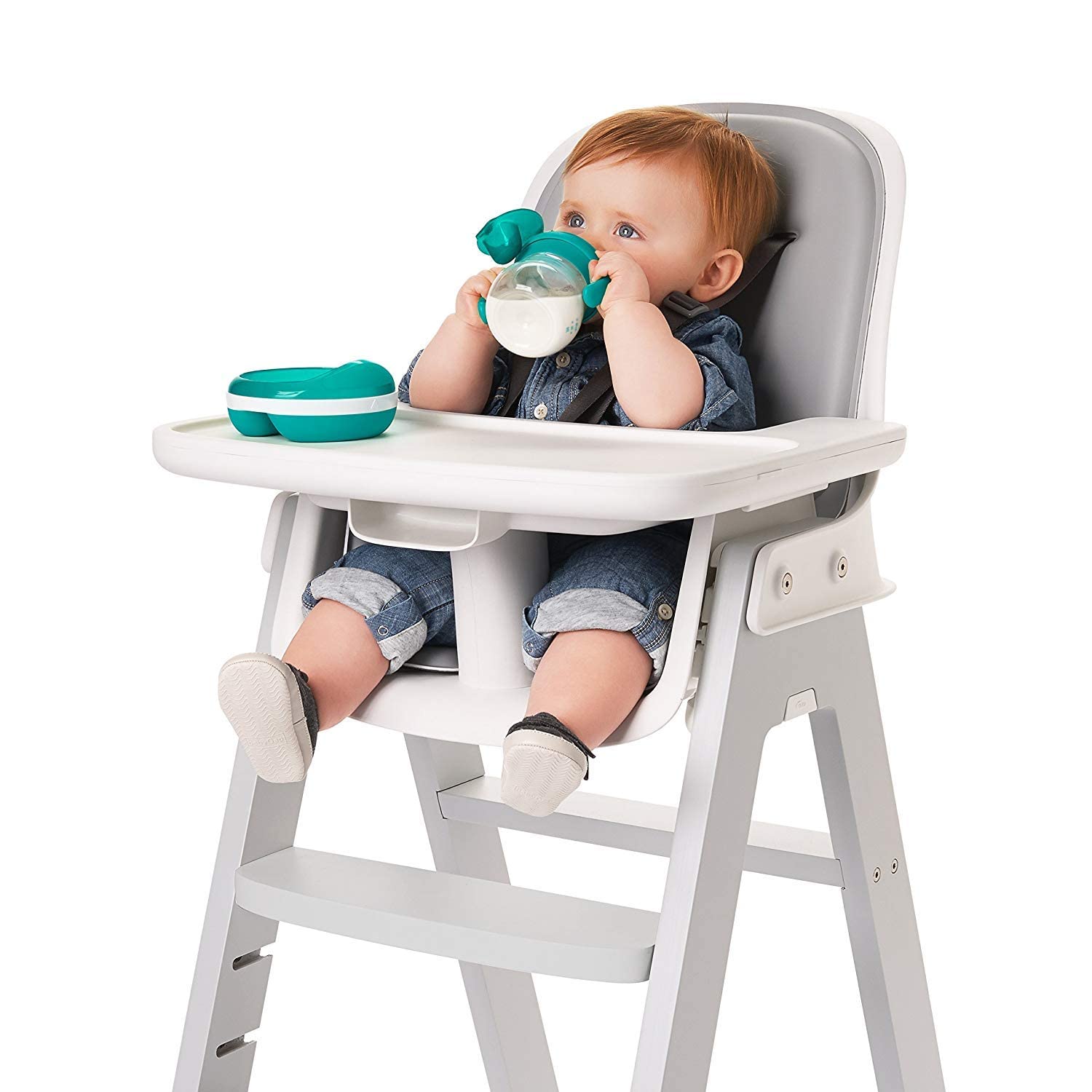 OXO Tot Transitions Soft Spout Sippy Cup with Removable Handles, Teal, 6 Ounce (2 Pack)