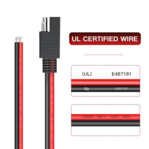 ELECTOP 10AWG SAE Connector Extension Cable, SAE Quick Connector Disconnect Plug SAE Power Automotive Extension Cable Solar Panel Cable Wire(2 Pack)