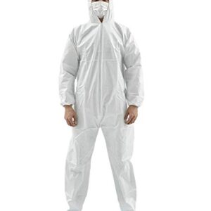 Disposable Hazmat Suit Protective Coverall with Hood for Men & Women XL Case of 10