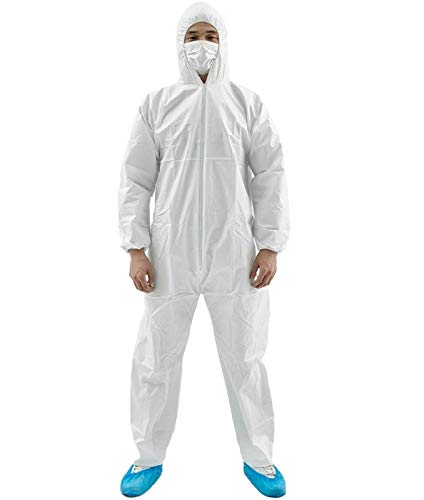 Disposable Hazmat Suit Protective Coverall with Hood for Men & Women XL Case of 10