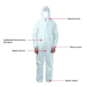 Disposable Hazmat Suit Protective Coverall with Hood for Men & Women XL Case of 10