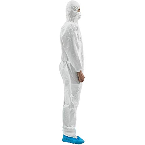 Disposable Hazmat Suit Protective Coverall with Hood for Men & Women XL Case of 10