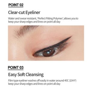 ETUDE Drawing Show Brush Eyeliner #BK801 Black (21AD) | Clear-Cut Soft Brush Eyeliner for a Long-Lasting Eyes Makeup | K-beauty