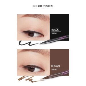 ETUDE Drawing Show Brush Eyeliner #BK801 Black (21AD) | Clear-Cut Soft Brush Eyeliner for a Long-Lasting Eyes Makeup | K-beauty