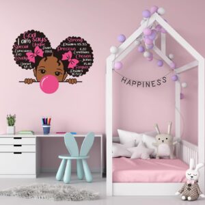 Black Girl Wall Decals for Girls Bedroom, Inspirational Quote Decals African American Wall Sticker Motivational Saying Pink Positive Baby Stickers for Nursery Bedroom Wall Decor (Classic Style)