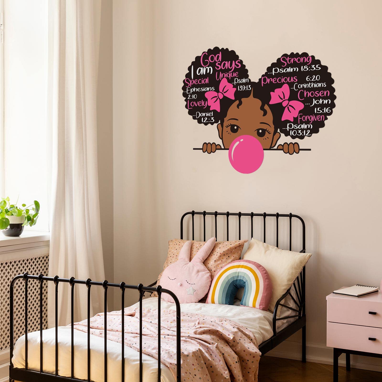 Black Girl Wall Decals for Girls Bedroom, Inspirational Quote Decals African American Wall Sticker Motivational Saying Pink Positive Baby Stickers for Nursery Bedroom Wall Decor (Classic Style)