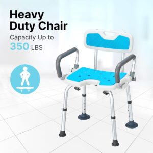 HEAO Shower Chair for Elderly and Disabled, Shower Chair with Detachable Arms and Back, Including 3.9" Non-Slip Rubber Tips, Bathtub Chair for Handicap