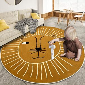 ustide large lion play mat 5.2ft, super soft animal kids carpet round boys girls bedroom rug nursery rug kids rug