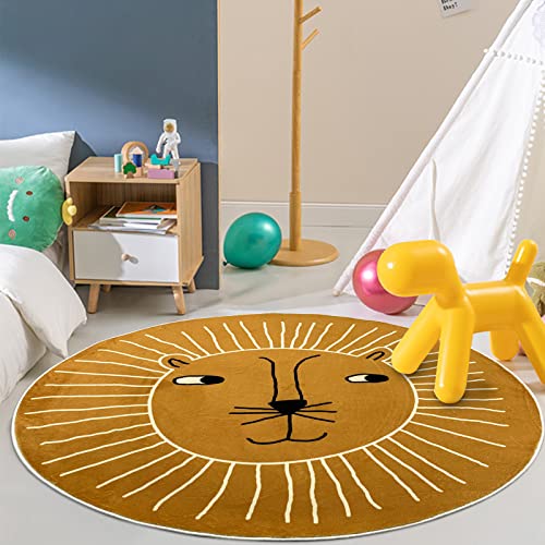 USTIDE Large Lion Play Mat 5.2ft, Super Soft Animal Kids Carpet Round Boys Girls Bedroom Rug Nursery Rug Kids Rug