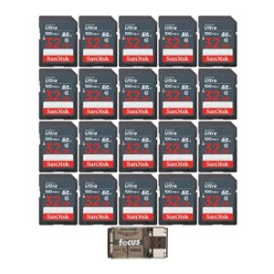 sandisk 32gb ultra sdhc uhs-i memory card (20-pack) bundle with high speed card reader (21 items)