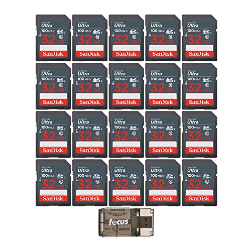 SanDisk 32GB Ultra SDHC UHS-I Memory Card (20-Pack) Bundle with High Speed Card Reader (21 Items)