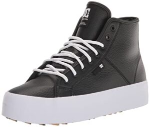dc women's manual hi wnt skate shoe, black/white, 8.5