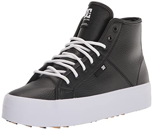 DC Women's Manual HI WNT Skate Shoe, Black/White, 8.5