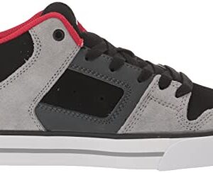 DC Men's Pure MID Casual Skate Shoe, Black/Grey/RED, 10